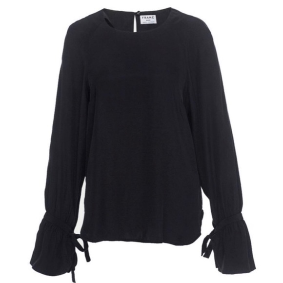 Frame Denim Tops - NWT FRAME Denim Voluminous Cuff Silk Blouse - Black Size Medium